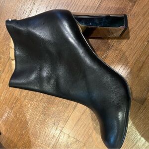 SAVANA Calvin Klein Black Leather Boots with Metallic Heel